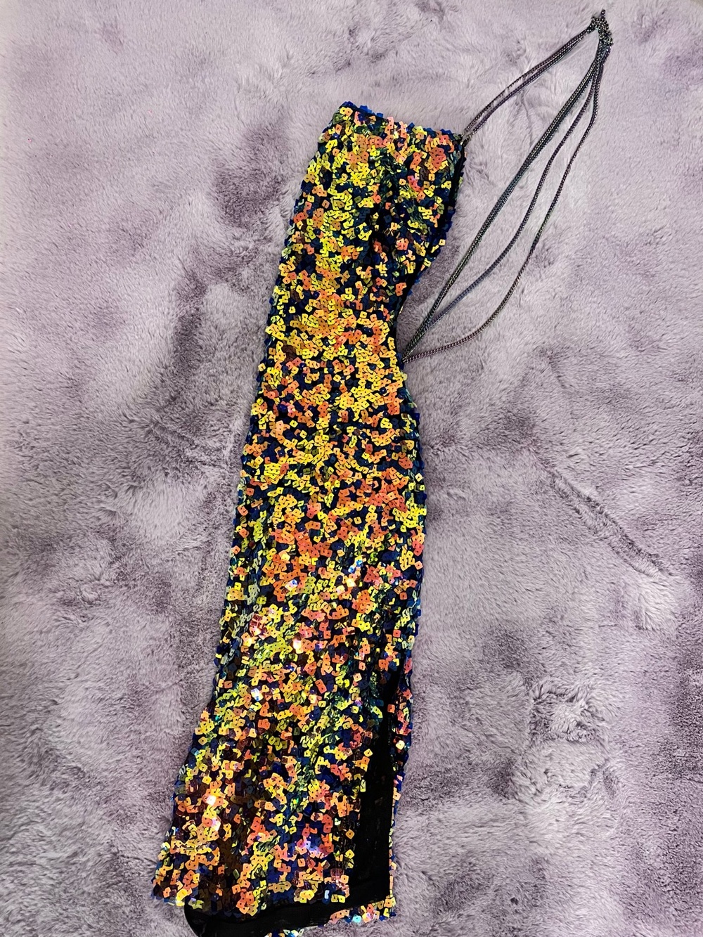 Sequined Multi-Color Side-Cut Mini Dress - Picture 6 of 6